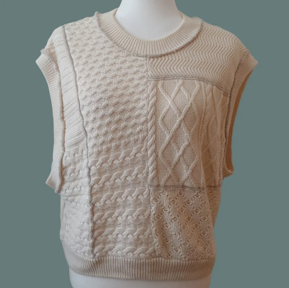 Free People Take The Plunge Knitted Cable Vest in Cream Women's XS
